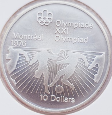 34 Canada 10 Dollars 1976 Montreal Soccer km 111 argint foto