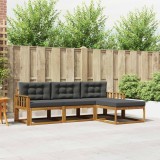 vidaXL Set de canapele de exterior cu pernă 4 pcs Natural și Antracit 3367400