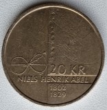 Moneda Norvegia - 20 Kroner 2002 - Niels Henrik Abel