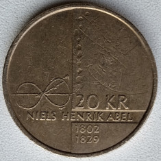 Moneda Norvegia - 20 Kroner 2002 - Niels Henrik Abel