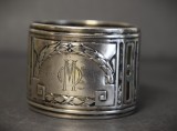 Inel pentru servetel din argint - Empire - monograma - secol XIX, Inel servetele