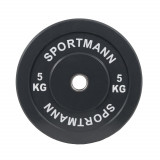 Greutate Cauciuc Bumper Plate SPORTMANN - 5 kg / 51 mm - Negru FitLine Training