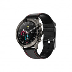 Ceas Smartwatch Twinkler TKY-QY05 Negru, Curea piele cu Moduri sportive, Monitorizare tensiune arteriala, Memento sedentar, Calitate somn, Calorii ars