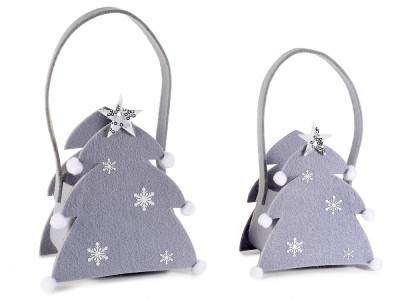 Set 2 gentute cadou din fetru, Brad cu stelute, 14x8.5x16 cm si 12x6.5x13 cm foto