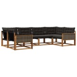 vidaXL Set de canapele de exterior cu pernă 6 pcs Natural și Negru 3381644