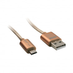 Cablu Golf Metal MicroUSB 10M Auriu foto