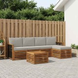 vidaXL Set de canapele de exterior 6 pcs Natural și gri deschis 3384262
