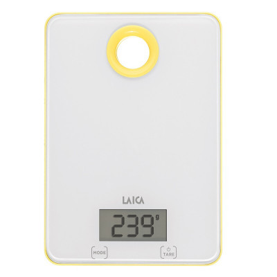 Cantar electronic de bucatarie Laica KS1030, 5 kg, Alb/Galben foto