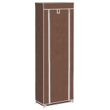 Cumpara ieftin Dulap pantofi material textil, cu capac, maro, 57x29x162 cm