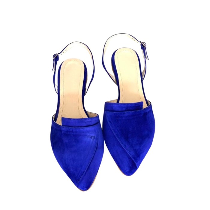 Balerini din piele intoarsa cu bareta la spate Nikko Blue