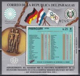 Paraguay 1972 - Clasamentul pe medalii la J.O. de vara - M&uuml;nchen, PA, Colita,MNH, Nestampilat