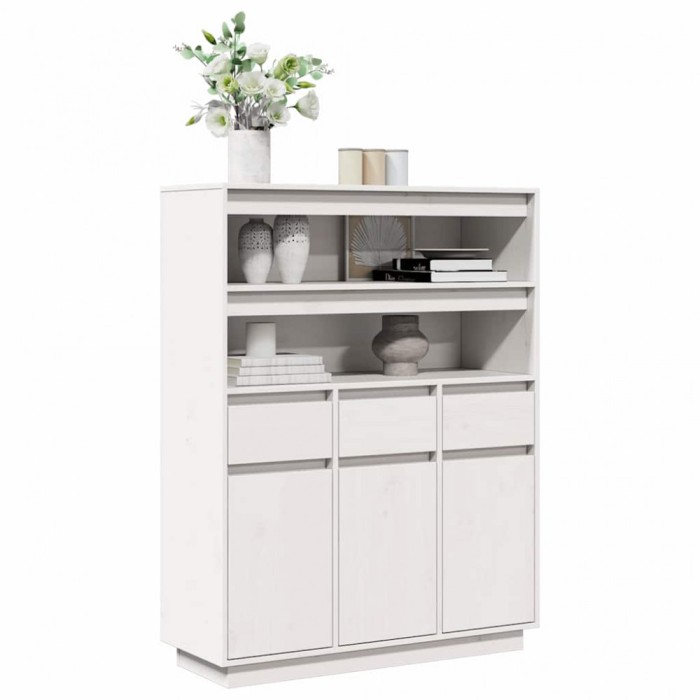 vidaXL Dulap &icirc;nalt, alb, 89x34x116,5 cm, lemn masiv de pin