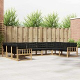 vidaXL Set de canapele de exterior cu pernă 9 pcs Alb și negru 3389066