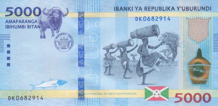 Bancnota Burundi 5.000 Franci 2015 - P53 UNC