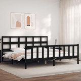 VidaXL Cadru de pat cu tăblie Super King Size, negru, lemn masiv