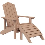 Cumpara ieftin Scaun de gradina Adirondack cu suport pentru picioare maro HDPE