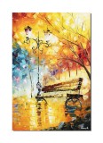 Cumpara ieftin Tablou stilizat pictat manual, Banca noastra de langa felinar, 60x40cm ulei pe panza