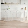 VidaXL Poartă c&acirc;ini pliabilă cu ușă, 4 panouri, alb, 320 cm, lemn plop 352219