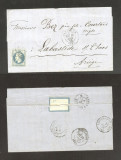 France 1869 Postal History Rare Cover + Content MERSANNE DB.335