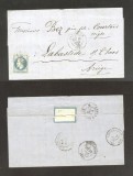 France 1869 Postal History Rare Cover + Content MERSANNE DB.335