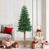 Pom Crăciun artificial subțire lemn și conuri verde 180 cm PVC