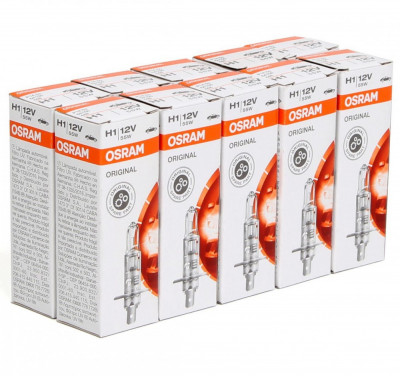 Set 10 Buc Bec Osram H1 12V 55W P14,5s Original 64150 foto