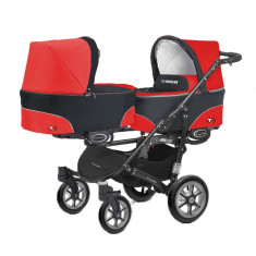 Carucior 3 in 1 pentru gemeni BabyActive Twinni CGBA-1R, Rosu foto