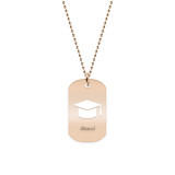 Gaudeamus - Colier personalizat absolvire dog tag din argint 925 placat cu aur roz, Bijubox