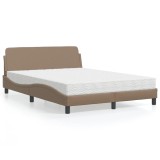 VidaXL Pat cu saltea, cappuccino, 140x190cm piele ecologică