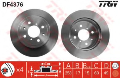 Disc frana OPEL AGILA (A) (H00) (2000 - 2007) TRW DF4376 foto