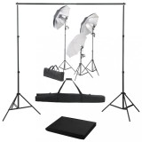 VidaXL Kit studio foto cu set de lumini și fundal