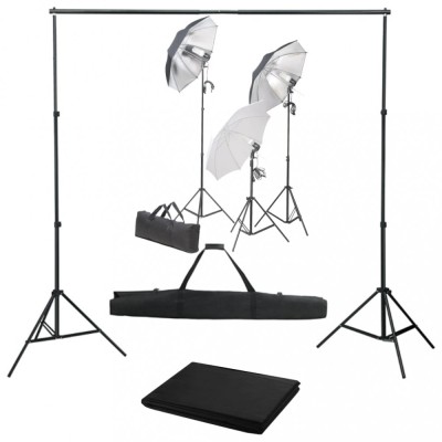 vidaXL Kit studio foto cu set de lumini și fundal foto