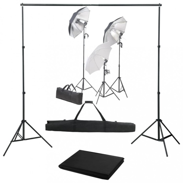 vidaXL Kit studio foto cu set de lumini și fundal