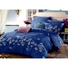 Lenjerie de pat pentru o persoana cu husa de perna dreptunghiulara, Blue world, bumbac mercerizat, multicolor