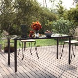 vidaXL Masă de grădină, negru, 160x80x74 cm, oțel &amp; sticlă securizată