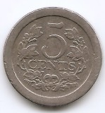 Olanda 5 Cents 1908 - Wilhelmina, Cupru-nichel, 18 mm KM-137, Europa