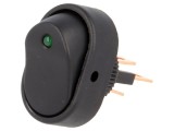 &Icirc;ntrerupător rocker SPST ON-OFF, iluminare LED verde, 15A/24V DC