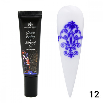 Gel vopsea pentru pictura chinezeasca si stamping Painting+Stamping cu sclipici 8ml, 12 foto