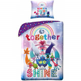 Lenjerie de pat Trolls Together Shine, 2 Piese, 140A 200 cm, 70A 90 cm, 100% Bumbac