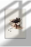 CAT-BLK-5|Poster de artă cu pisică amuzantă, pictură digitală, decor de perete cu pisică neagră drăguță, ilustrație minimalistă cu pisică | A3 (29.7 x