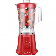 Blender de masa Comfee BL1197RD, 600 W, vas 1.5 L, 2 trepte viteza, optiune interblocare, lama detasabila, picioare anti-alunecare, Rosu