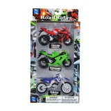 Cumpara ieftin Set 3 motociclete metalice, New Ray, Honda, Kawasaki, Yamaha, 1:18