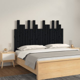 VidaXL Tăblie de pat pentru perete, negru 127,5x3x80 cm lemn masiv pin