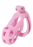 Cusca de Castitate Penis Prison Cock Cage Regular, 4 Inele, ABS, Roz