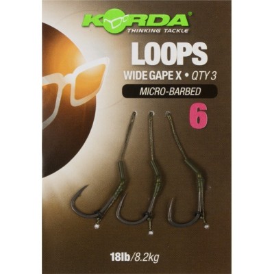 Riguri Korda Wide Gape X Loops Micro-Barbed NR6 18lbs 3buc/blister foto