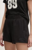 Dkny pantaloni scurți din bumbac femei, culoarea negru, uni, high waist, DP5S5252