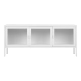 Cumpara ieftin Dulap TV Brisbane, 3 uși de sticlă, oțel, alb 130x40x55 cm