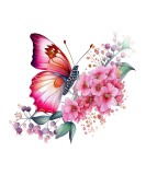 Sticker Decorativ Fluture Roz 69cm Autocolant PVC Detasabil, Decoratiune Perete Usa