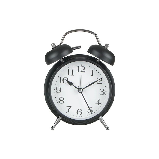 Ceas Desteptator de masa cu alarma, Mecanism Silentios, Non-Ticking, eSIMPLU, Negru-mat, Metalic