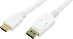 CABLU video LOGILINK, adaptor DisplayPort (T) la HDMI (T), 2m, conectori auriti, Full HD (1920 x 1080) la 60 Hz, alb, &quot;CV0055&quot; (timbru verde 0.8 lei)